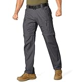 Jessie Kidden Men's Flex Stretch Convertible Tactical Pants Water Resistant Ripstop Cargo Pants BDU Outdoor Work Hiking (9930 Grey 36)