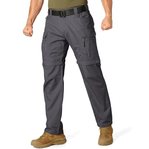 Jessie Kidden Mens Flex Stretch Convertible Tactical Pants Water Resistant Ripstop Cargo Pants BDU Outdoor Work Hiking (9930 Grey 38)