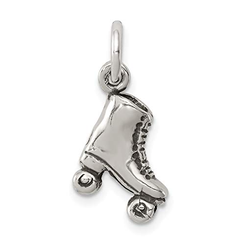 Sterling Silver Antiqued Roller-skate Charm 17x10mm