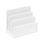 Osco White High Gloss Plastic Letter Holder, 3-Slot Document Organiser & Mail Sorter for Desk, Envelopes & Paperwork, Compact Desktop File Storage, Non Slip Rubber Feet – Single
