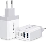 European Travel Plug Adapter, 2-Pack [4 in 1] 40W 4-Port USB C Wall Charger | Multiport Fast Charging Block,International Power Adaptor,US to Europe EU,for iPhone 17 16 15 iPad Galaxy,Travel Essentials