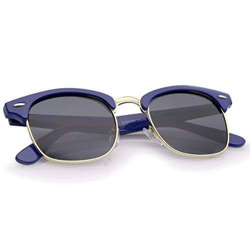 zeroUV Premium Half Frame Metal Rivets Horn Rimmed Sunglasses 50mm4