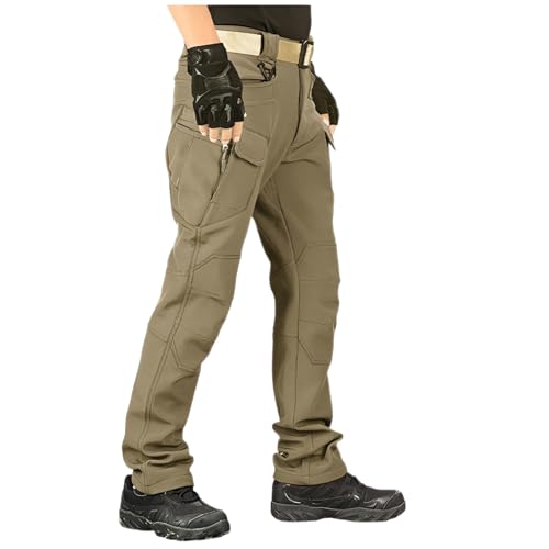 [JUELREOU] メンズトレッキングパンツ【高性能裏起毛 防水撥水】 ワークパンツ 防寒 冬用 耐久性 コンバットカーゴパンツ 迷彩 ストレッチ 登山・アウトドア用 快適な履き心地 冬