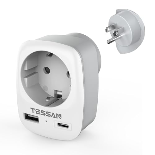 TESSAN USA Plug Adapter, 3-in-1 American Adapter with USB-C and A TESSAN USA Plug Adapter, 3-in-1 American Adapter with USB-C and A