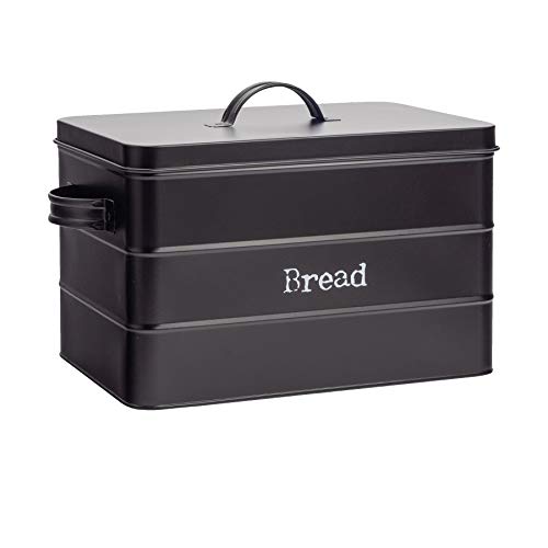 Harbour Housewares Industrial Panera - Acero Estilo Vintage Cocina para Guardar Caddy con Tapa - Negro Cover