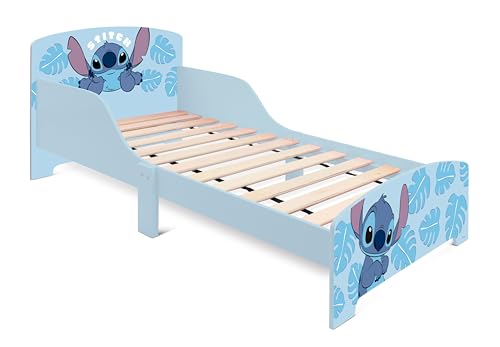 ARDITEX - Lit Enfant en Bois Disney Stitch - 77x143x60cm - Couleur Bleu - Convient aux Matelas Standards 70x140cm - Montage Facile