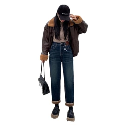 Jean polaire femme résistant au froid velours thermique taille haute