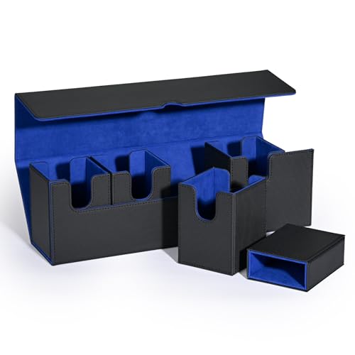 UAONO Card Storage Box with Dice Tray for MTG Yugioh 5 in 1 Card Deck Case Holds 900+ Unsleeved Cards