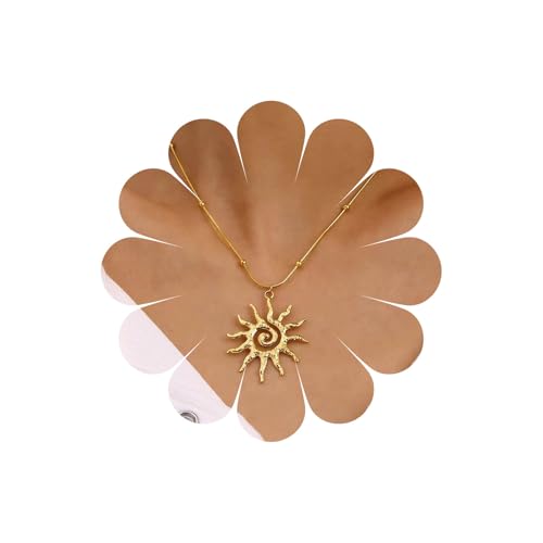 Collier tourbillon de tournesol céleste pour femme ras du cou en chaîne