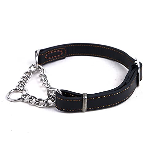 Love Dream Martingale Collars For Dogs, Leather Training Dog Collar, Stainless Steel Chain Anti-Escape No Pull Dog Collar For Medium Large Dogs (L(15.7"-20.9"), Black) #TOP3