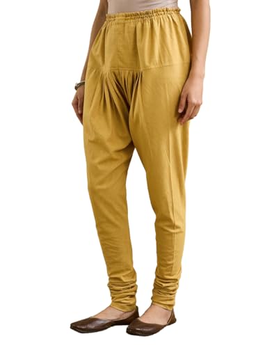 Churidar femme Fabindia regular fit pantalon indien jaune moutarde
