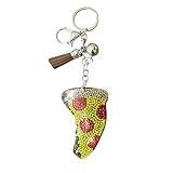 Popfizzy Bling Pizza Keychain for Girls and Women, Rhinestone Bag Charm, Pizza Gifts, Pizza Slice Purse Charm