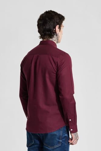 Image of SNITCH Men Casual Shirt | Slim Fit Full Sleeve Button-Down Collar Solid Design | Premium Cotton Linen Blend & Breathable Fabric for Office, Semi-Formal & Everyday Wear