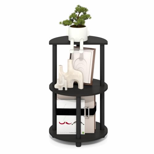 Furinno Turn-N-Tube Side Table, 3-Tier Round Modern End Table, Half Round Table Top Night Stand, Toolless Nightstand, Bedside Table, Open Shelf, for Living Room, Bedroom, Espresso - image 2
