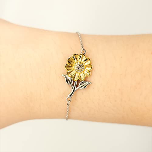 Stepdaughter Sunflower Bracelet Inspirational Gifts from Dad, Birthday Graduation Christmas for Stepdaughter Life is filled with hard times and good times. Learn from everything you can. Love,3