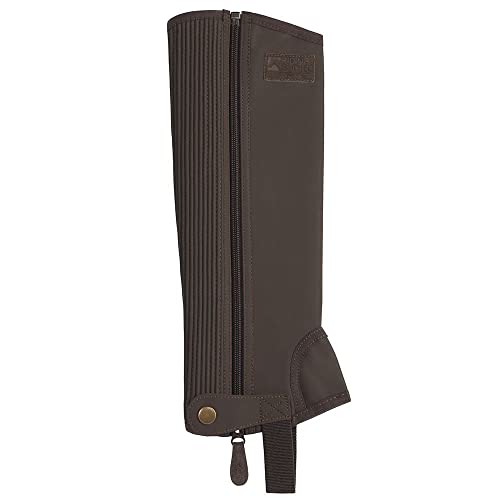 Dover Saddlery Riding Sport Kids' Synthetic Suede Half Chaps with Silicone Grip Patches, Color: Brown, Size: Small