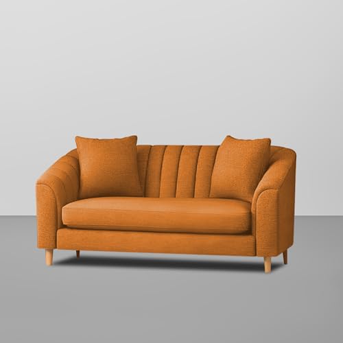 Image of Casaliving Doraldo 2 Seater Sofa Set for Living Room (Orange Colour) Premium Fabric Sofa