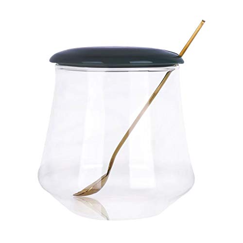 Rawken Large Glass Sugar Bowl with Ceramic LidIncludes Stainless Steel Spoon10 OZGreen LidZRO-002