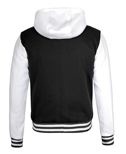 Image of Decrum Hooded Varsity Jacket Men - Fashion Trendy Casual High School Baseball Letterman Mens Hoodie Bomber Jackets