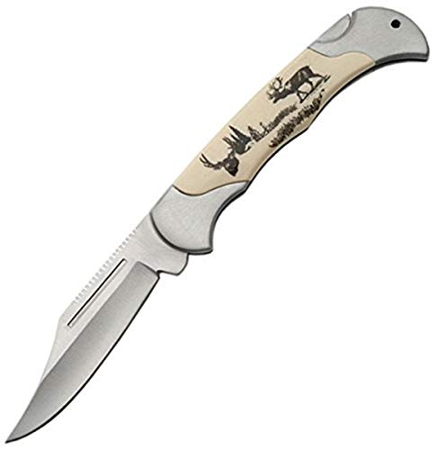 SZCO Supplies Deer Lock Back Folding Knife (Deer Inlay)