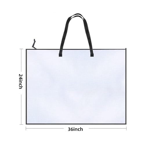 Oaygat 2pcs 36 x 24 Inch Bulletin Board Storage Bag Art Portfolio Folder Spacious Art Storage Case with Transparent Design Zipper Closure and Carry Handle Artist's Arts Bag