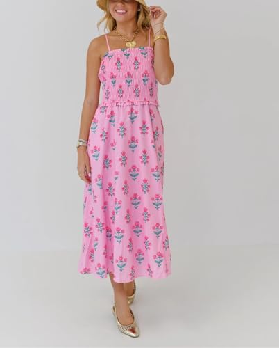 Image of Women Y2k Boho Maxi Dress Tie Shoulder Backless Strappy Tiered Flowy Dress 2024 Summer Floral Beach Sundress