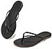 MOAILAOZI Flip Flops Sandals for Women, Summer Fashion Leather Slippers, Lightweight Comfortable Beach Sandals Slip On Flat Dressy zjc-5 Black Size 6