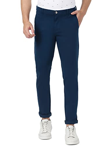 Image of UrbanMark Men 100% Cotton Stretchable Slim Fit Chinos Casual Trousers