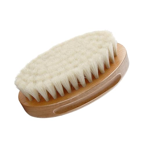 SKISUNO Brosse Laine Naturelle pour Shampooing Doux Brosse Ovale Polyvalente pour Bain et Soin Cheveux Délicat Démêlant et Nettoyage Chevelu