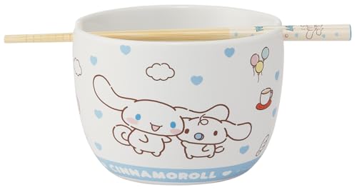 スケーター(Skater) 陶器製 ボウル 竹製 箸 セット 600ml 21cm サンリオ シナモロール お友だち 女の子 CHBWH1-A
