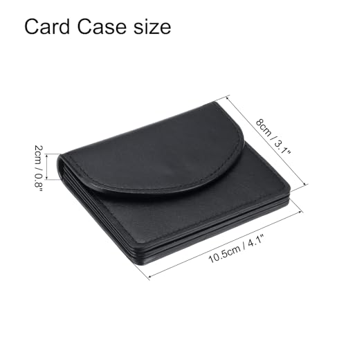 Image of uxcell PU Leather Business Card Case, Business Name Card Holder Wallet with Magnetic Shut Pocket Holder for Women Credit ID Card, Black