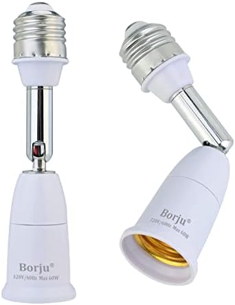 Light Socket Extender [2-Pack], 4.5 Inch Light Socket Extension, 360° Adjustable Light Socket, White