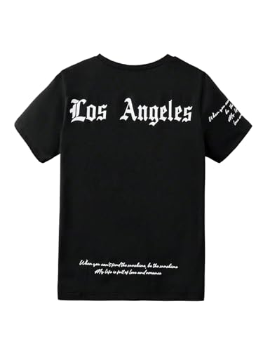 SweatyRocks Boy's Letter Graphic Tees Crewneck Short Sleeve Summer T Shirt Streetwear2