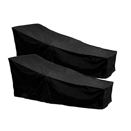 J&C Outdoor Chaise Lounge Cover Weatherproof Chaise Lounge Covers Dustproof Chaise Lounge Covers Outdoor Waterproof Patio Furniture Covers Sun Lounger Covers Black 2 Pcs