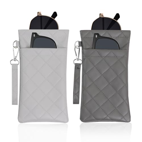 Image of Double Eyeglass Case Soft Dual Glasses Case for Women Men Travel Squeeze Top Sunglasses Cases Eyeglasses Pouch
