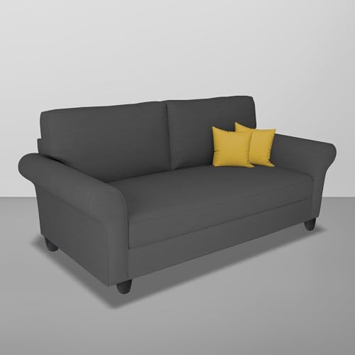 Image of BRAXTONE Aaron 2 Seater Sofa Set for Living Room (Black Fabric) Premium Fabric Sofa