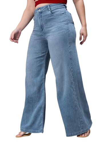 Image of Miss Chase A+ Women's Wide-Leg High Rise Regular-Length Stretchable Denim Jeans