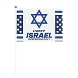Happy Israel Independence Day Hand Held Flags Small Flag Party Decorations Parade Festival 5.5x8.2 Inch,One Size