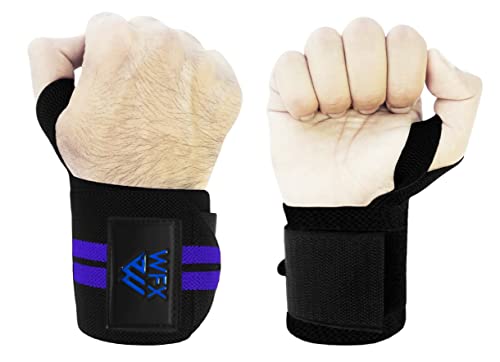 WFX Gym Wrist Wraps Fitness Workout Training Heavy Weight Lifting Wrist Straps Support Thumb Loops Adjustable Pair Brace Strong Grip Powerlifting Bodybuilding (Blue)
