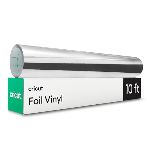 Cricut Foil Vinyl - Silver - 12 in x 10 ft - DIY Personalized Decals Labels & More - Metallic Finish - Long Lasting - Optimized Cutting Machines