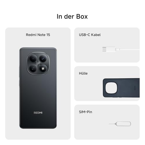 XIAOMI Redmi Note 15 Smartphone (8+256 GB) – 6000-mAh-Akku, wassergeschützt, 108-MP-Kamera, 6,77" FHD+ Display, Schwarz, 2 Jahre Garantie – Bild 6