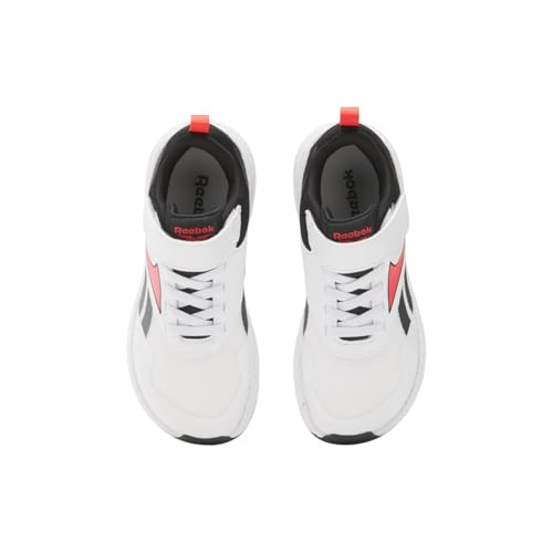 Reebok Kid's Nano Play Stretch Lace & Top Strap Sneaker, Footwear White/Black/Energy Red, Little Kid 1.52