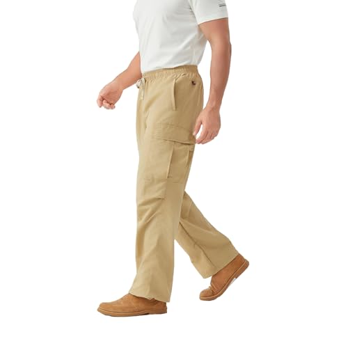 EMMA COLE Men's Wide Leg Drawstring Waist Relaxed Fit Cargo Pants Loose Fit Hip Hop Casual Pants with Side Pockets2