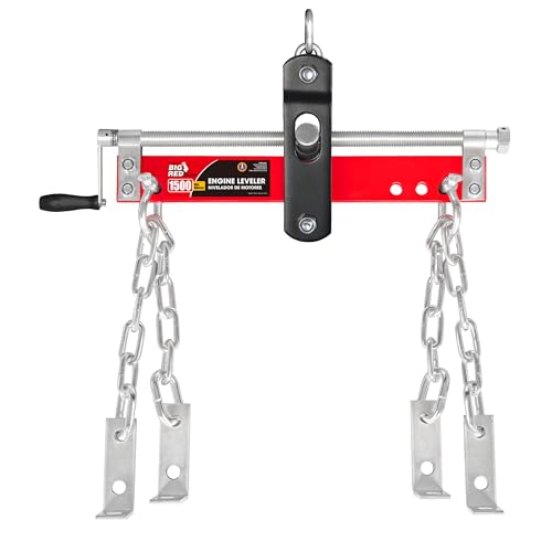 Big RED Engine Hoist Shop Crane Accessory Steel 3 Position 3/4 Ton (1500 lbs) Engine Load Leveler with Long Adjustable Handle