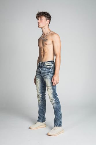 Ripped Slim Jeans for Men 2024 Streetwear Pants, Slim Fit, Stretchable Cotton AJ722SL2