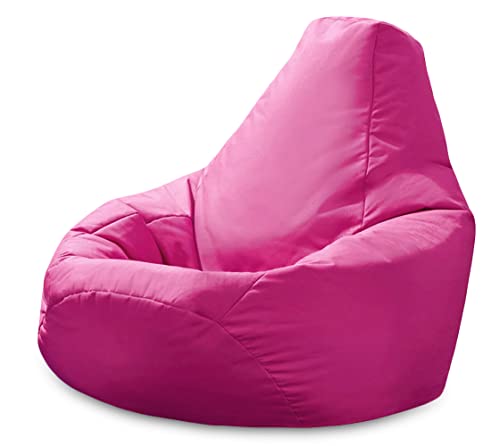 Beautiful Beanbags - Adult Highback Beanbag Chair - Large Water-Resistant for Indoor and Outdoor Use - Lounge or Gaming Chair - Manufactured in UK (Pink)