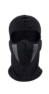 SPENCA PrimeBox Full Face Cover Cotton Reuseable Dust Protection Biker Face Mask - All Outdoor Activity Bike riding sports activity (Black, Without Valve, Pack of 1) for Men & Women