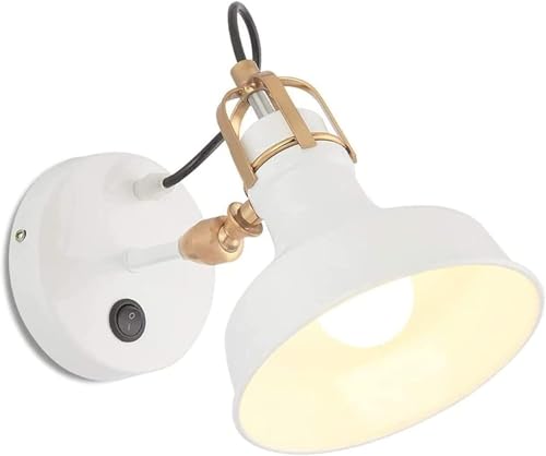 Applique réglable avec interrupteur et projecteur blanc de miroir industriel
