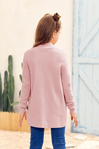 Girls Long Sleeve Casual Cardigan Kids Open Front Soft Knit Oversized Sweater with Pockets2