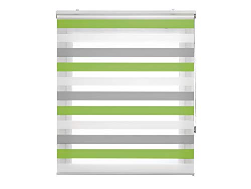 FirstlineGo Estor Noche y Dia traslucido Gris-Pistacho de 160 X 180 cm